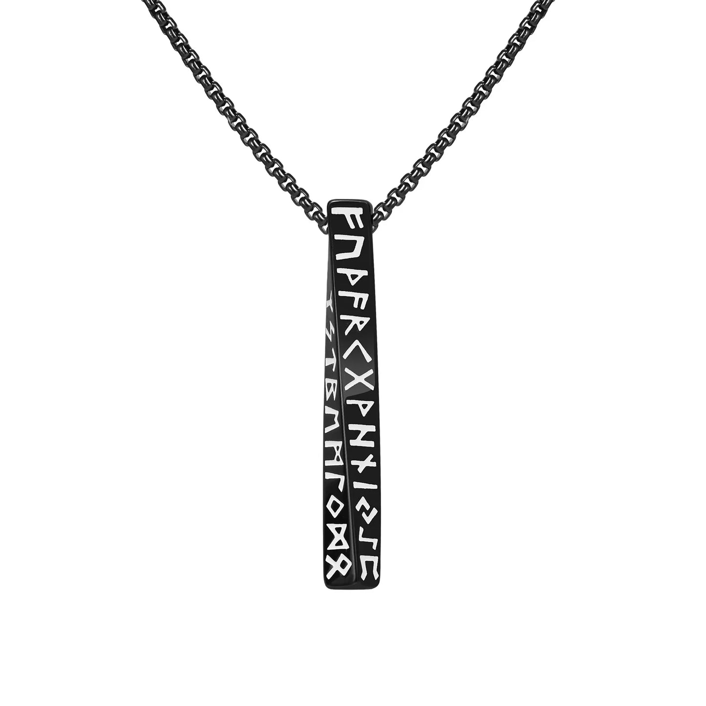 Viking Rune Necklaces for Men, Vertical 3D Mobius Bar Pendant, Protection Almut Jewelry Collar