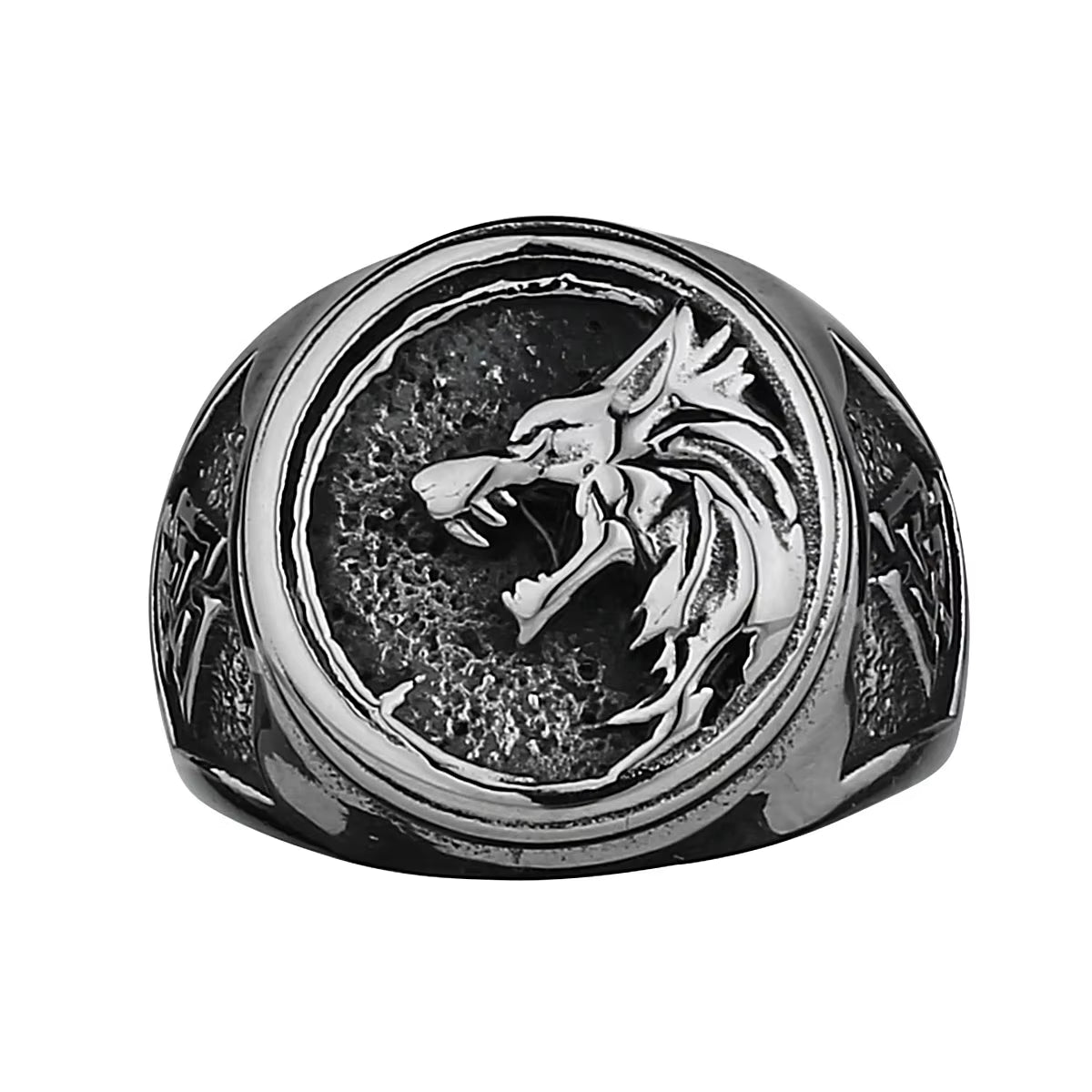 Viking Valknut Rune Wolf Geri and Freki Men'S Fashion Personality Wolf 316L Stainless Steel Ring