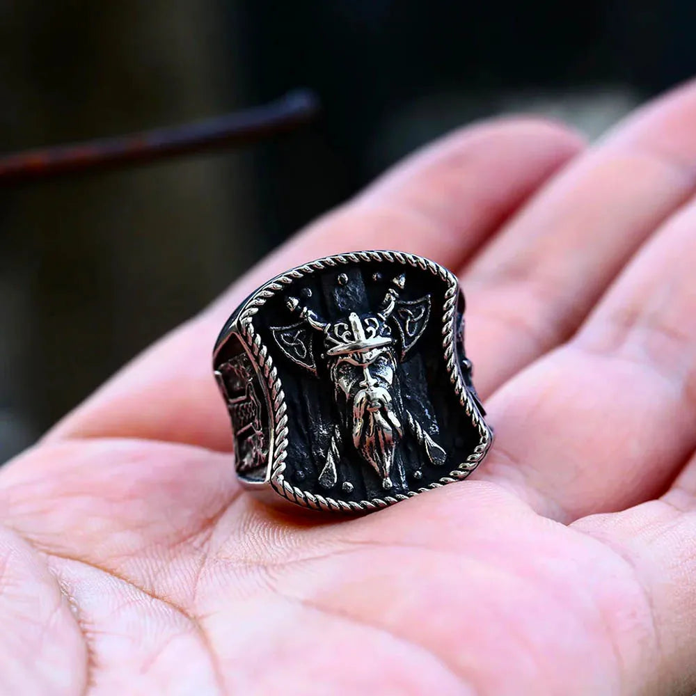 Viking Warrior Double Axe Ring