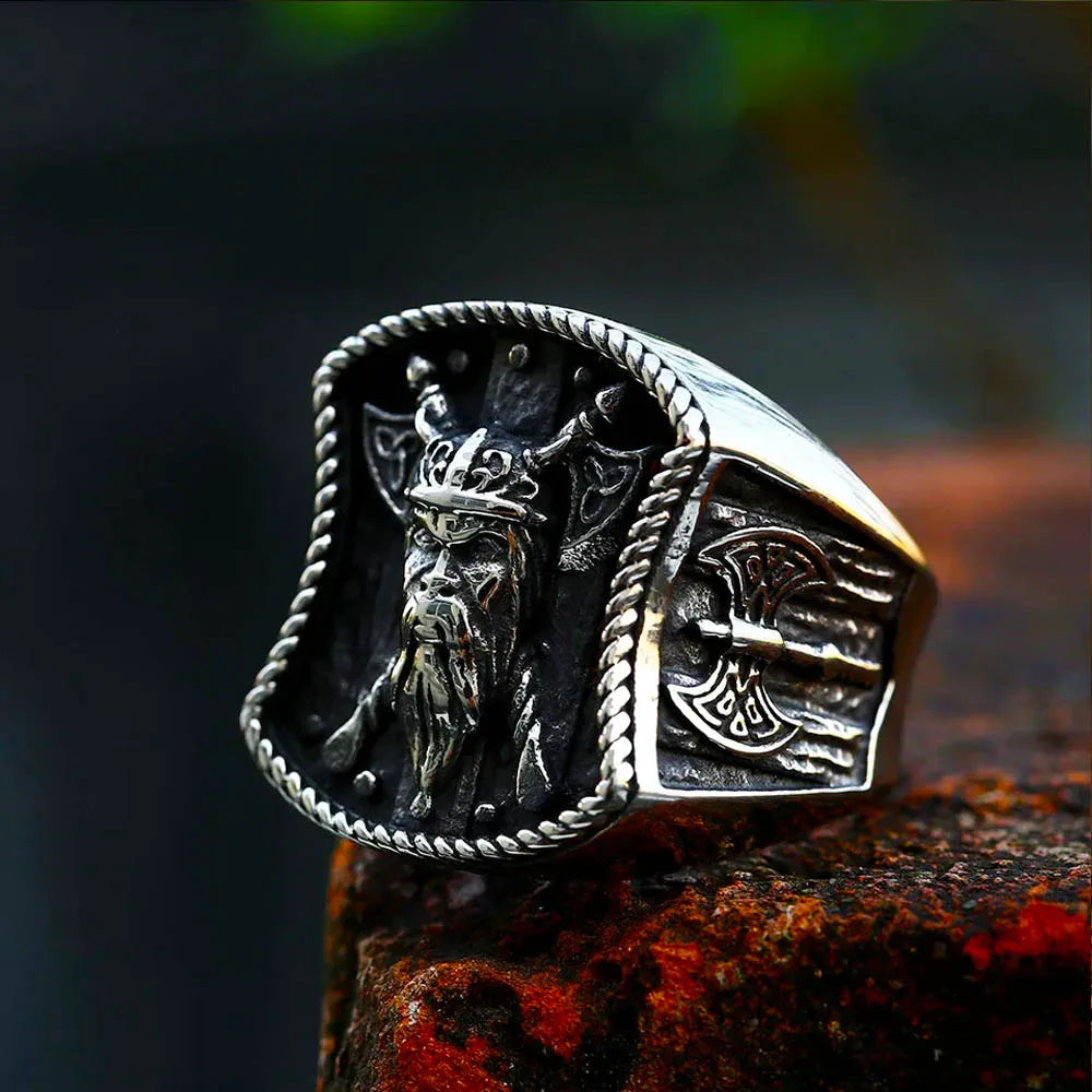 Viking Warrior Double Axe Ring