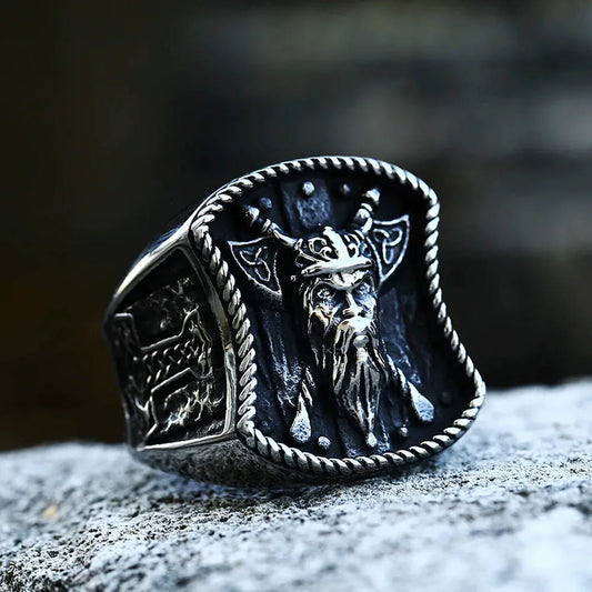 Viking Warrior Double Axe Ring