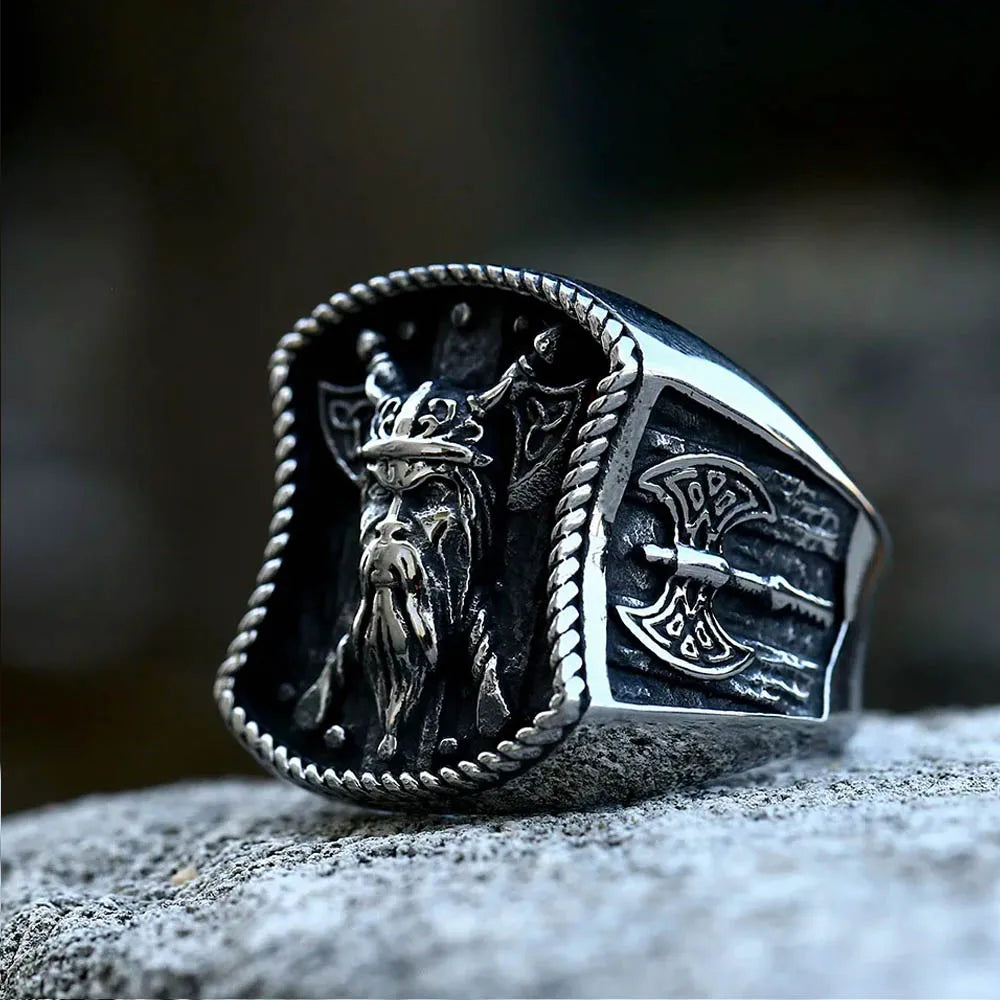 Viking Warrior Double Axe Ring