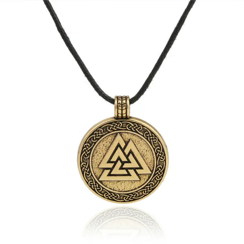 Vintage Men Ethnic Viking Necklace Warrior Scandinavian Amulet Valknut Odin'S Symbol of Norse Runes Pendant Necklace
